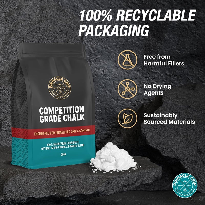 PINNACLE Climbing Chalk - Competition-Grade Gym Chalk for Rock Climbing, Bouldering, Gymnastics, Weightlifting - Magnesium Carbonate Lifting Chalk, 60/40 Chunk & Powder Blend, No Additives - 200g - Image 4